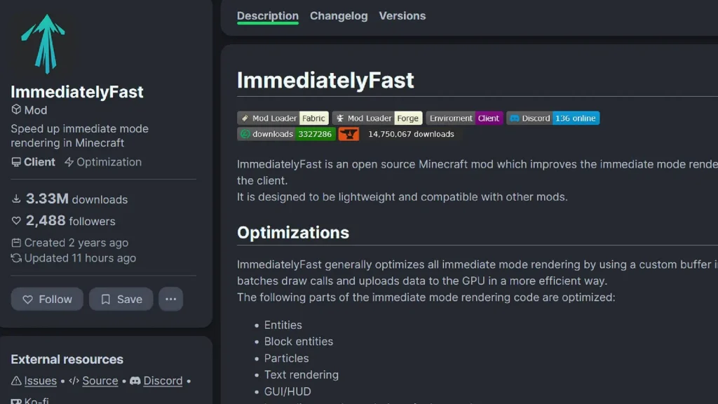 Is ImmediatelyFast compatible with Sodium or other performance mods?